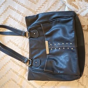 Rosetti Black Tote with Silver Details